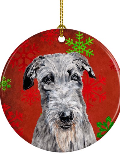 Caroline's Treasures Scottish Deerhound Red Snowflakes Holiday Ceramic Ornament product