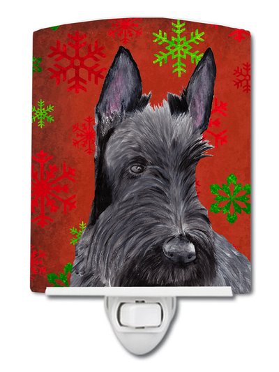 Caroline's Treasures Scottish Terrier Red and Green Snowflakes Holiday Christmas Ceramic Night Light product