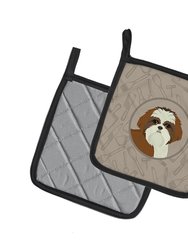 Shih Tzu In the Kitchen Pair of Pot Holders