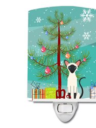 Siamese Cat Merry Christmas Tree Ceramic Night Light