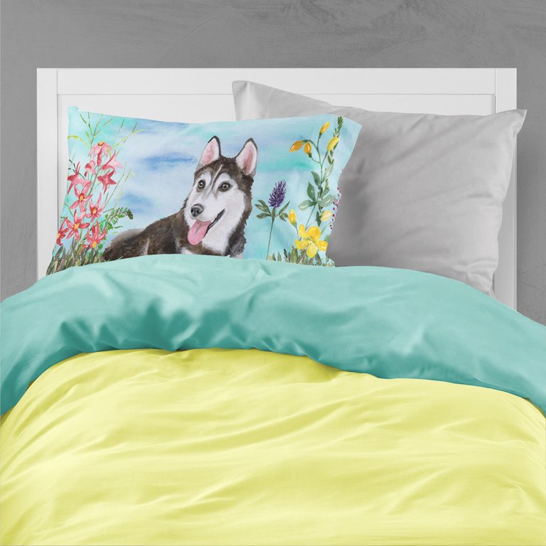 Siberian Husky #2 Spring Fabric Standard Pillowcase