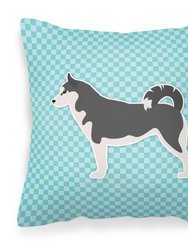 Siberian Husky Checkerboard Blue Fabric Decorative Pillow