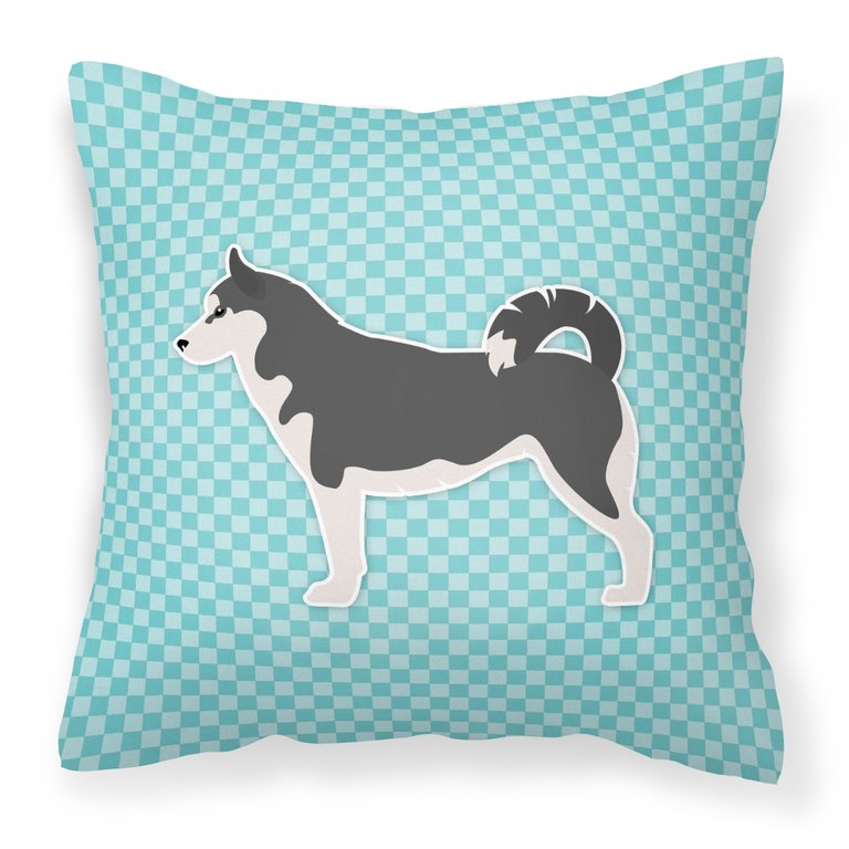 Siberian Husky Checkerboard Blue Fabric Decorative Pillow