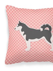 Siberian Husky Checkerboard Pink Fabric Decorative Pillow