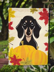 Smooth Black And Tan Dachshund Thanksgiving Garden Flag 2-Sided 2-Ply