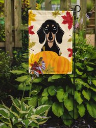 Smooth Black And Tan Dachshund Thanksgiving Garden Flag 2-Sided 2-Ply