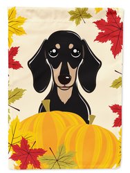Smooth Black And Tan Dachshund Thanksgiving Garden Flag 2-Sided 2-Ply