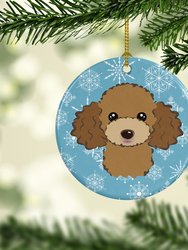 Snowflake Chocolate Brown Poodle Ceramic Ornament