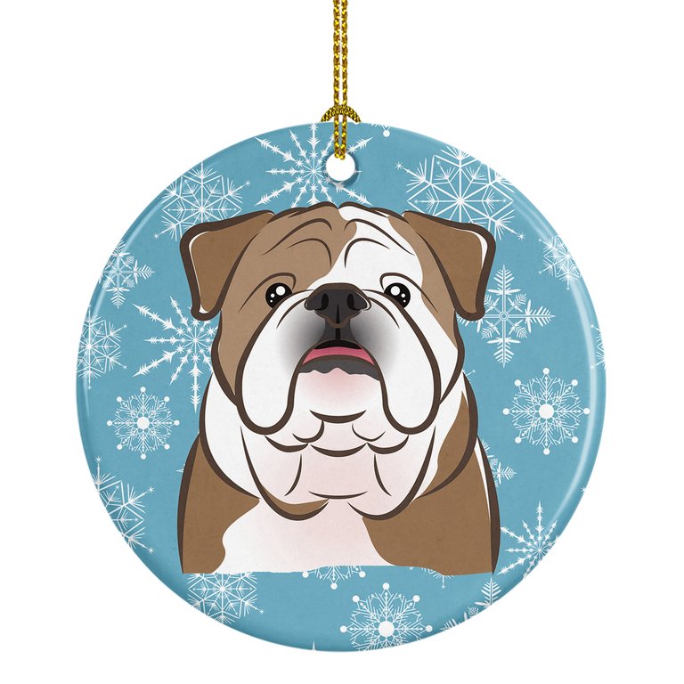 Snowflake English Bulldog  Ceramic Ornament