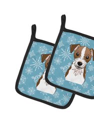 Snowflake Jack Russell Terrier Pair of Pot Holders