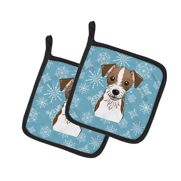 Snowflake Jack Russell Terrier Pair of Pot Holders