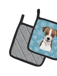 Snowflake Jack Russell Terrier Pair of Pot Holders