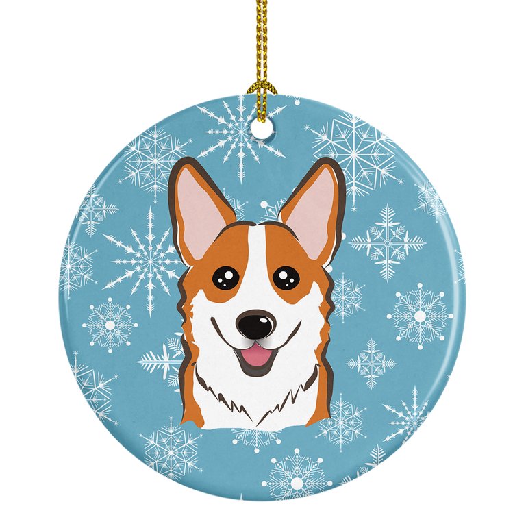 Snowflake Red Corgi Ceramic Ornament