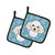 Snowflake White Poodle Pair of Pot Holders