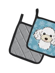 Snowflake White Poodle Pair of Pot Holders