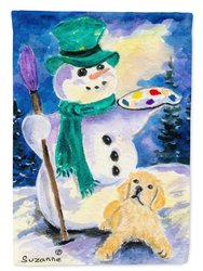 Snowman With Golden Retriever Garden Flag 2-Sided 2-Ply