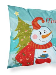 Snowman with Wire Haired Fox Terrier Fabric Standard Pillowcase