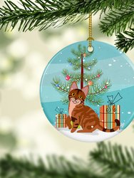 Sokoke Cat Merry Christmas Tree Ceramic Ornament