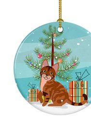 Sokoke Cat Merry Christmas Tree Ceramic Ornament