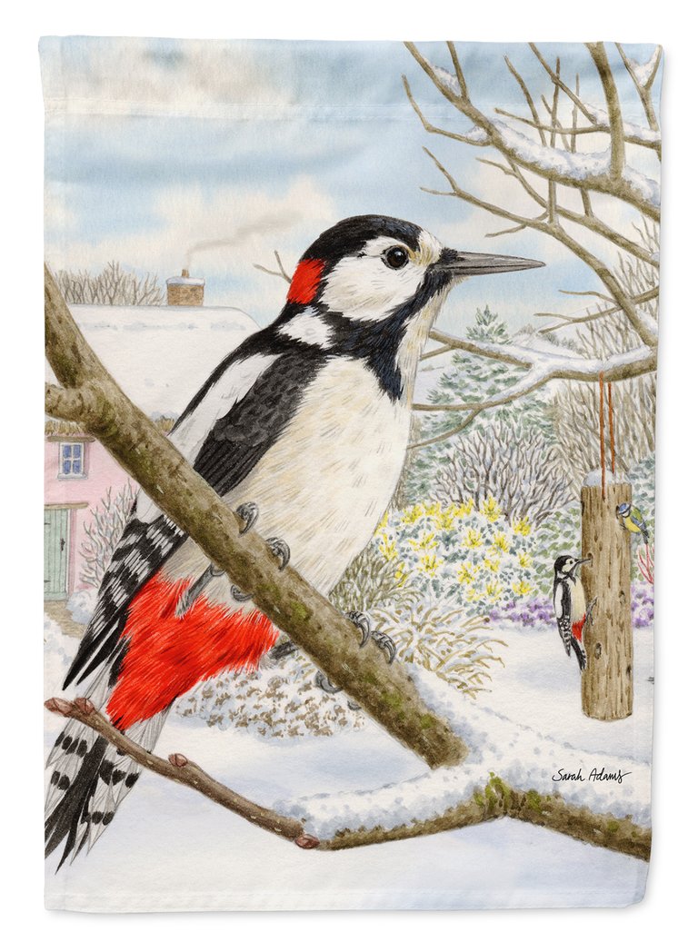 Spotted Woodpecker Garden Flag 2-Sided 2-Ply