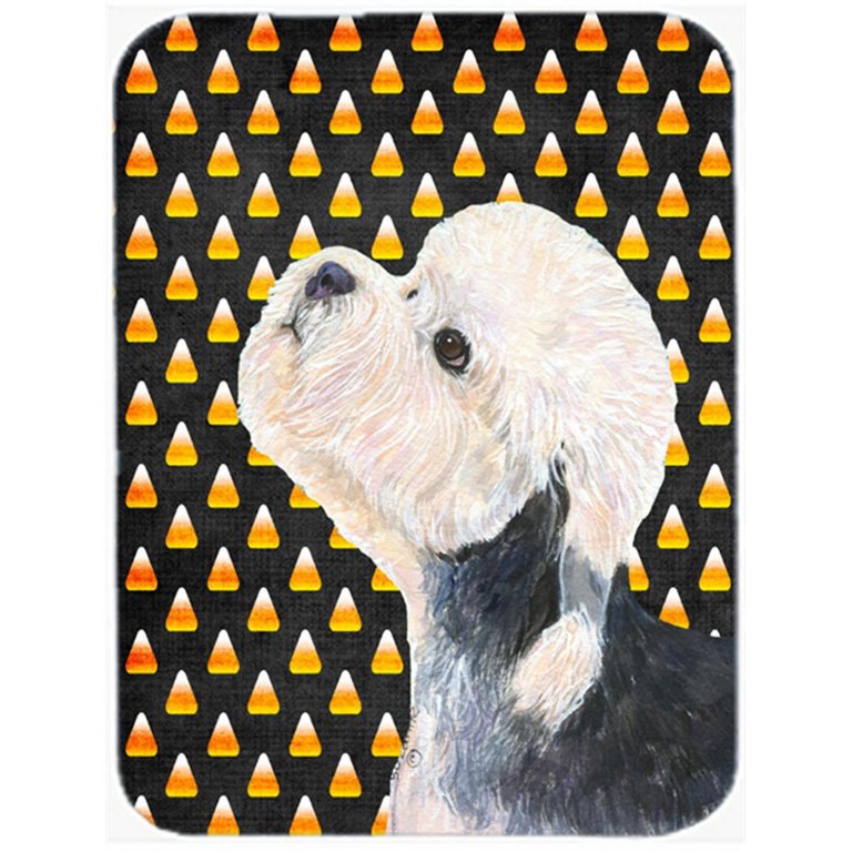 SS4296LCB 15 x 12 in. Dandie Dinmont Terrier Candy Corn Halloween Portrait Glass Cutting Board - Large - Multicolor