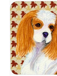 SS4329LCB 12 "x 15" Cavalier Spaniel Fall Leaves Portrait Glass Cutting Board - Large