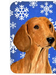 SS4625LCB Dachshund Winter Snowflakes Holiday Glass Cutting Board - Large
