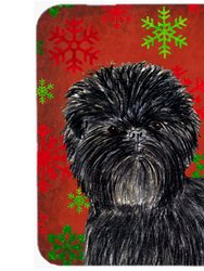 SS4718LCB Affenpinscher Red And Green Snowflakes Christmas Glass Cutting Board - Large