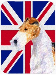 SS4920LCB Fox Terrier With English Union Jack British Flag Glass Cutting Board - Large