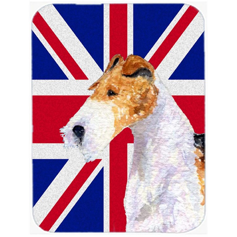 SS4920LCB Fox Terrier With English Union Jack British Flag Glass Cutting Board - Large