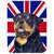 SS4966LCB Rottweiler With English Union Jack British Flag Glass Cutting Board - Large