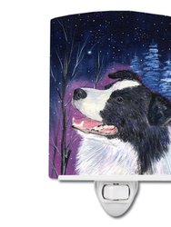 Starry Night Border Collie Ceramic Night Light