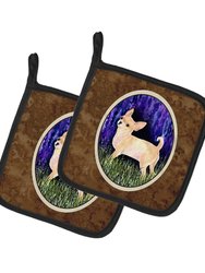 Starry Night Chihuahua Pair of Pot Holders
