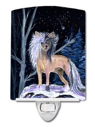 Starry Night Chinese Crested Ceramic Night Light