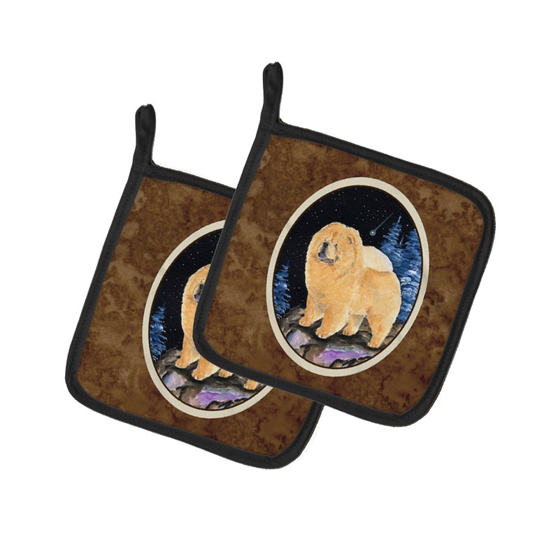 Starry Night Chow Chow Pair of Pot Holders