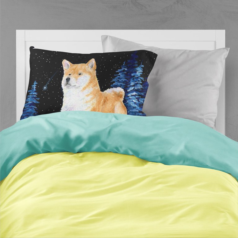 Starry Night Shiba Inu Fabric Standard Pillowcase