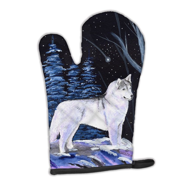 Starry Night Siberian Husky Oven Mitt