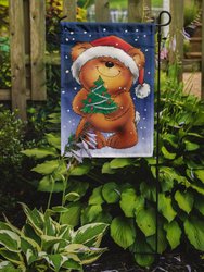 Teddy Bear And Christmas Tree Garden Flag 2-Sided 2-Ply