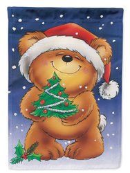 Teddy Bear And Christmas Tree Garden Flag 2-Sided 2-Ply