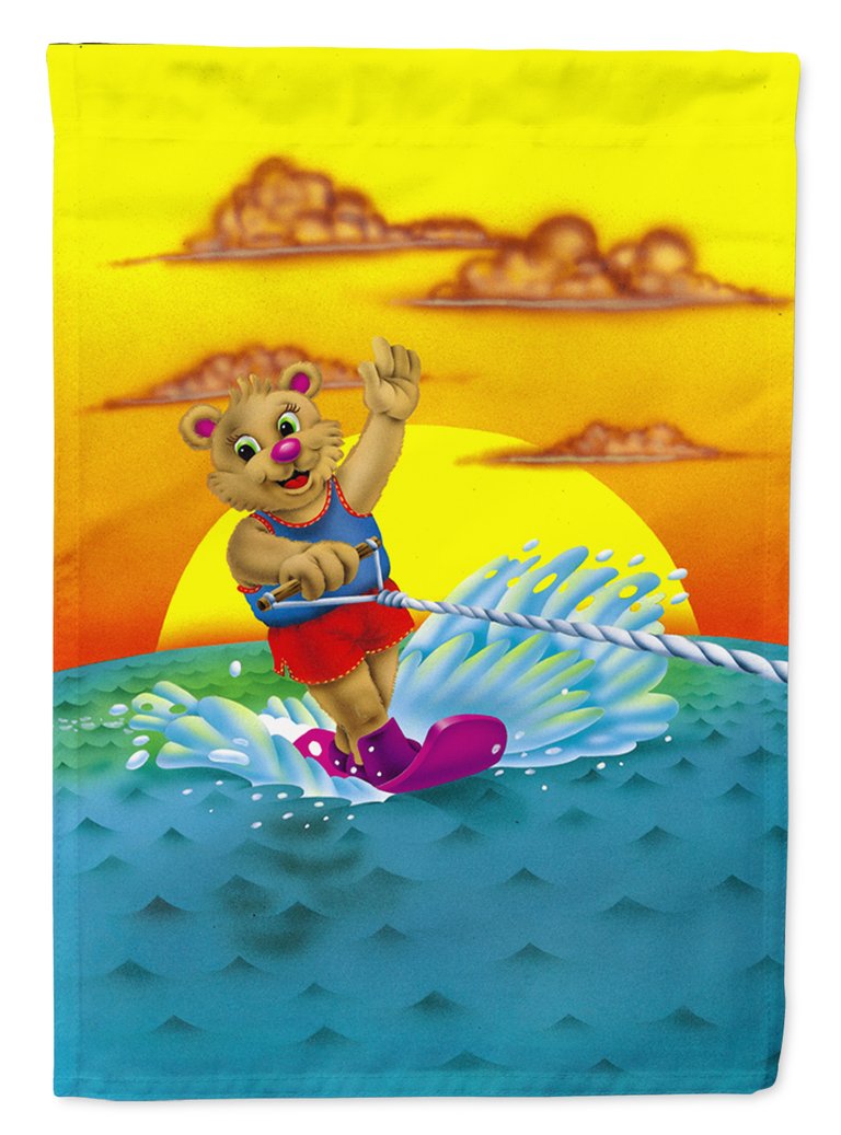 Teddy Bear Water Skiing Garden Flag 2-Sided 2-Ply