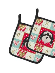 Tibetan Terrier Love Pair of Pot Holders