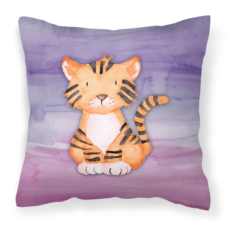 Tiger Cub Watercolor Fabric Decorative Pillow