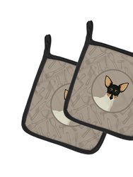 Toy Fox Terrier In the Kitchen Pair of Pot Holders