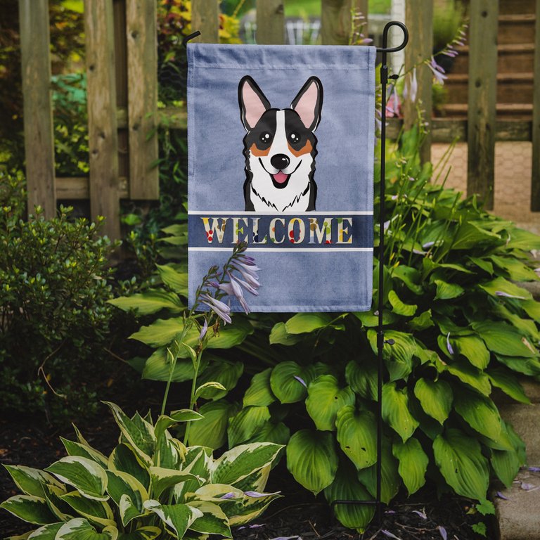 Tricolor Corgi Welcome Garden Flag 2-Sided 2-Ply