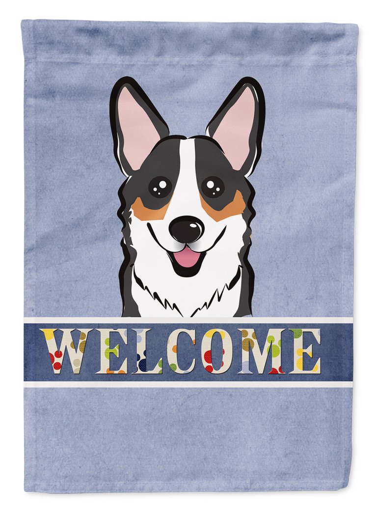 Tricolor Corgi Welcome Garden Flag 2-Sided 2-Ply