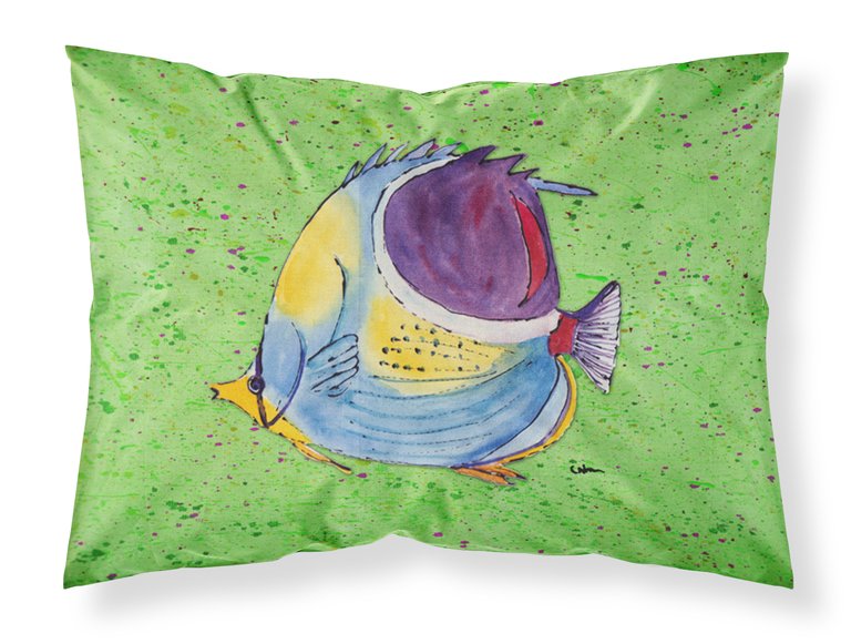 Tropical Fish on Green Fabric Standard Pillowcase