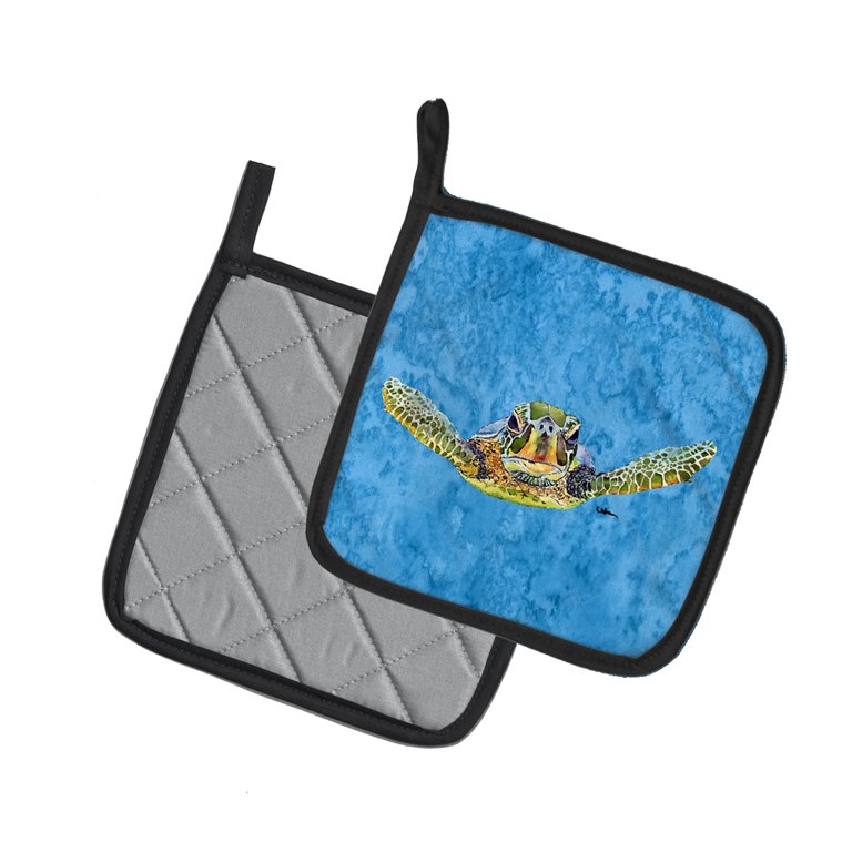 Turtle  Coming at you Pair of Pot Holders