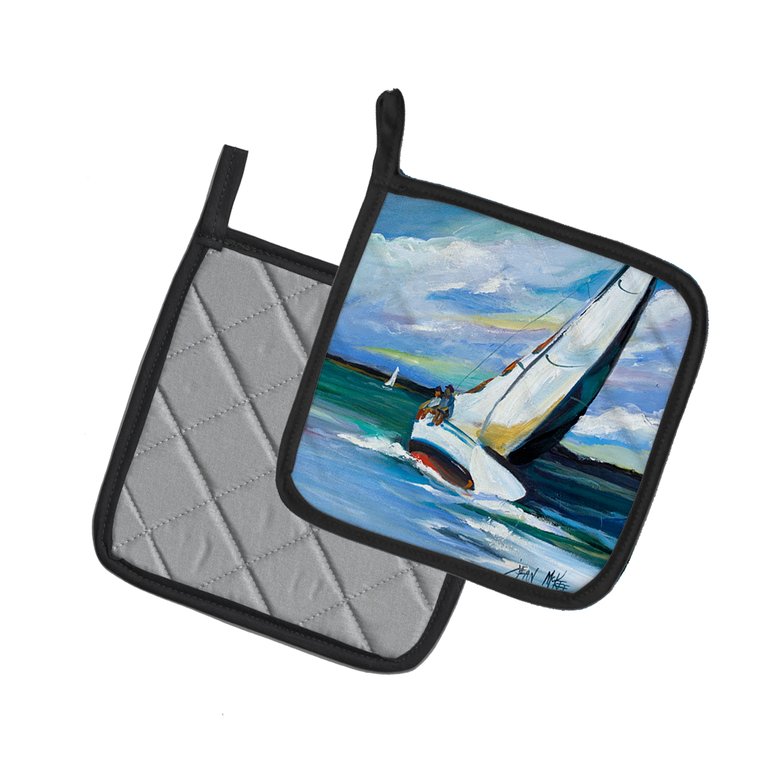 Two and a Sailboat Pair of Pot Holders
