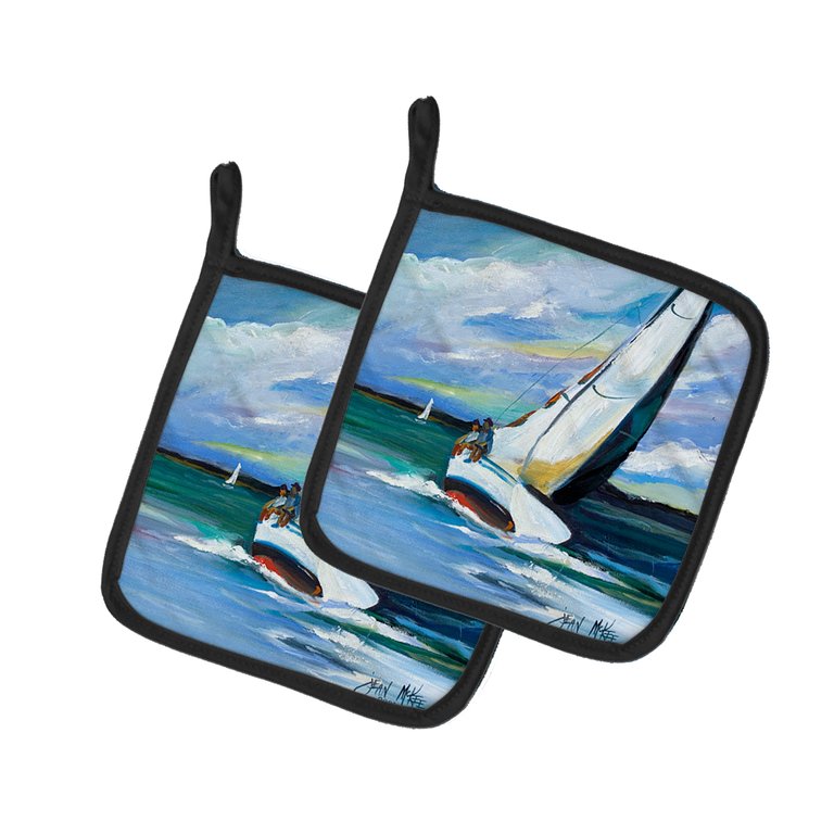 Two and a Sailboat Pair of Pot Holders