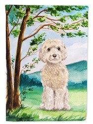 Under The Tree Goldendoodle Garden Flag 2-Sided 2-Ply